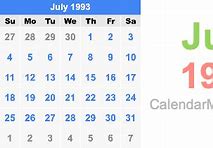 Image result for Calendar of 1993