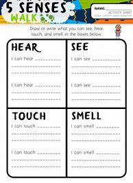 Image result for 5 Senses Writing Activity