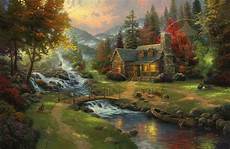 kinkade cottage painting mountain paradise limited edition canvas kinkade cottage painting mountain paradise limited edition canvas