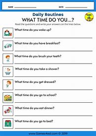 Image result for Daily Routine Worksheet Adult