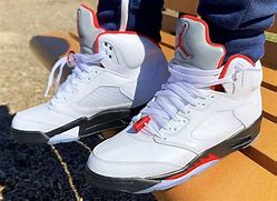 Image result for Jordan 5s Fire Red with Red Laces