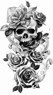 Image result for Skull Flower Tattoo Drawings