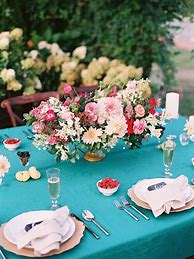 Image result for Teal and Peach Wedding Decor