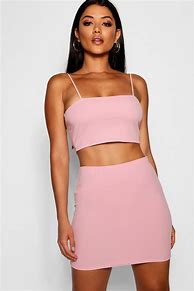 Image result for 2 Piece Crop Top and Skirt Set
