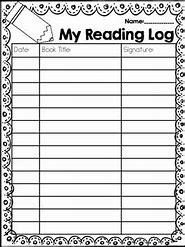 Image result for Nightly Reading Log Printable