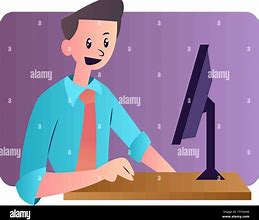 Image result for Cartoon Man Working On Computer