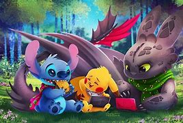 Image result for Stitch Pikachu Toothless