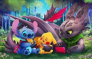 Image result for Pikachu Lilo Stitch Wallpaper