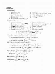 Image result for Vector Calculus Cheat Sheet