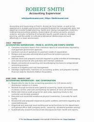 Image result for Accounting Supervisor Resume Sample