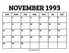 Image result for November 1993 Calendar