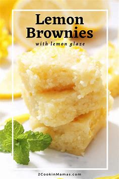 Easy Lemon Brownies with Lemon Glaze - 2 Cookin Mamas
