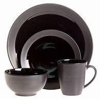 Image result for Black Stoneware Dinnerware Sets