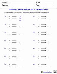 Image result for Math Estimation Worksheets