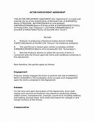 Image result for Free Actor Contract Template