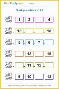 Image result for Kindergarten Math Worksheets Missing Numbers