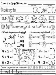 Image result for 1st Grade Homework Pages