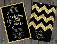 Image result for Black White and Gold Wedding Invitations