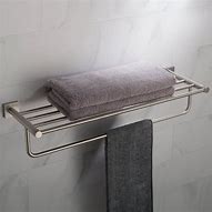 Image result for Brushed Nickel Towel Rack with Shelf