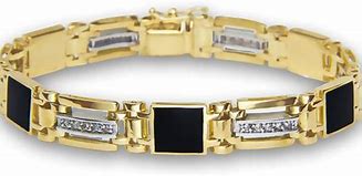 Image result for Men's Gold Onyx Diamond Bracelet