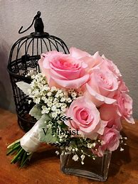 Image result for Single Rose Pink Bouquet Bridal