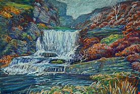 Image result for Welsh Waterfall Painting