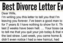 Image result for Funny Divorce Letter