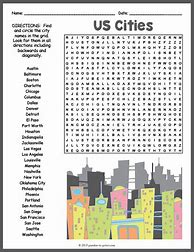Image result for City Word Search Printable