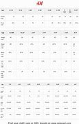Image result for Size Chart H