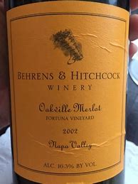 Image result for Behrens Hitchcock Merlot Spring Mountain