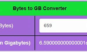 Image result for Bytes to Gigabytes