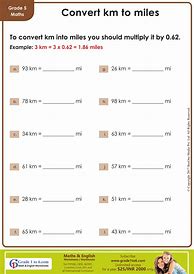 Image result for 4th Miles to Kilometers Worksheets