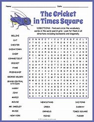 Image result for Cricket Word Search Printable