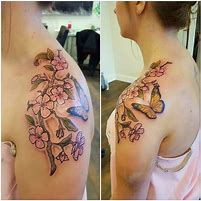 Image result for Flower Butterfly Tattoos On Shoulder