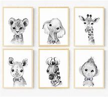 Image result for Black and White Safari Animals for Nursery