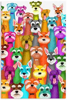 Schnauzer Dog Multi Color Pet Love | Schnauzer art, Schnauzer dogs, Schnauzer