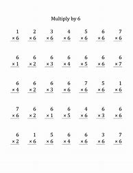 Image result for Six Times Table Worksheet