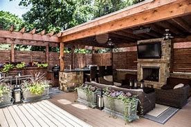 Image result for Small Back Yard with TV