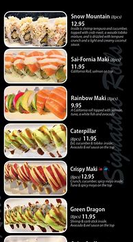 Image result for Sushi Menu