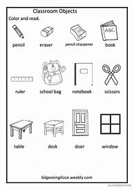 Image result for Classroom Things Sentences Worksheets