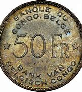 Image result for Belgian Congo 50 Francs Coin