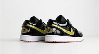 Image result for Patent Leather Gold and White Jordan 1