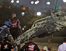 Image result for Romain Grosjean Crash Aftermath