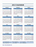 Image result for 2012 Calendar with Week Numbers