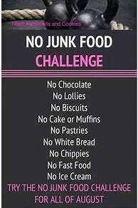 Image result for No Junk Food Challenge Printable