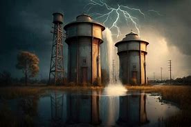 Image result for Water Tower Struck by Lightning