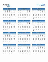 Image result for 1720 Calendar