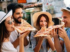 Image result for Happy People Eating Pizza