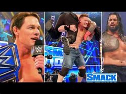 Image result for John Cena Kevin Owens vs Sami Zayn Roman Reigns Smackdown Match Card