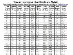 Image result for Newton Meter Conversion Chart